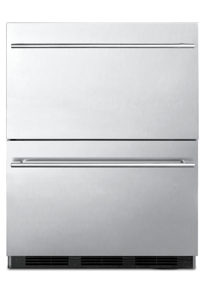 Commercially approved two-drawer auto defrost all-refrigerator in full stainless steel for built-in or freestanding use